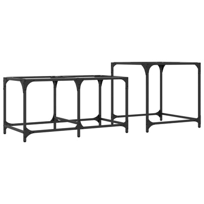 vidaXL Nesting Coffee Tables 2 pcs with Transparent Glass Top Steel