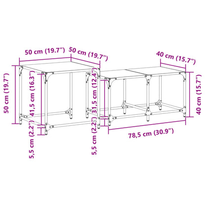 vidaXL Nesting Coffee Tables 2 pcs with Black Glass Top Steel