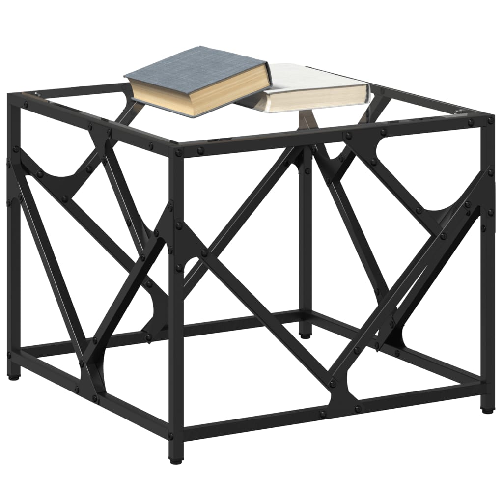 vidaXL Coffee Table with Transparent Glass Top 50x50x41 cm Steel