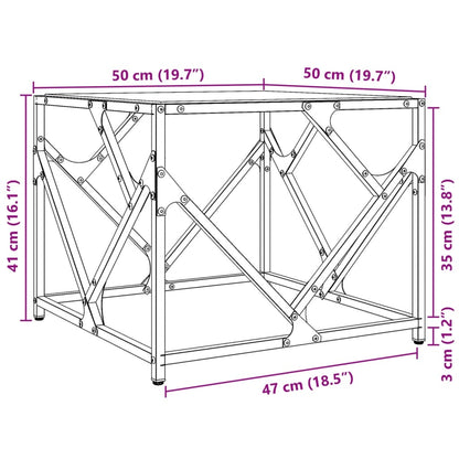 vidaXL Coffee Table with Transparent Glass Top 50x50x41 cm Steel