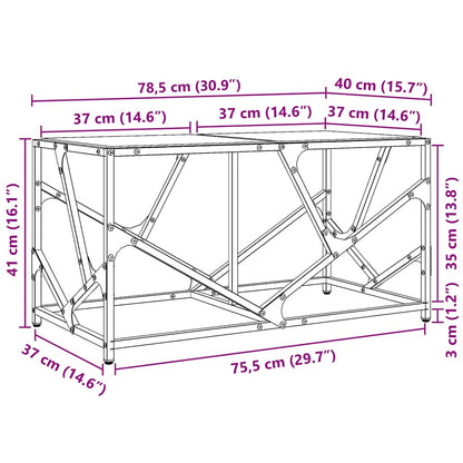 vidaXL Coffee Table with Black Glass Top 78.5x40x41 cm Steel