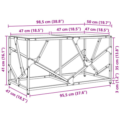 vidaXL Coffee Table with Transparent Glass Top 98,5x50x41 cm Steel