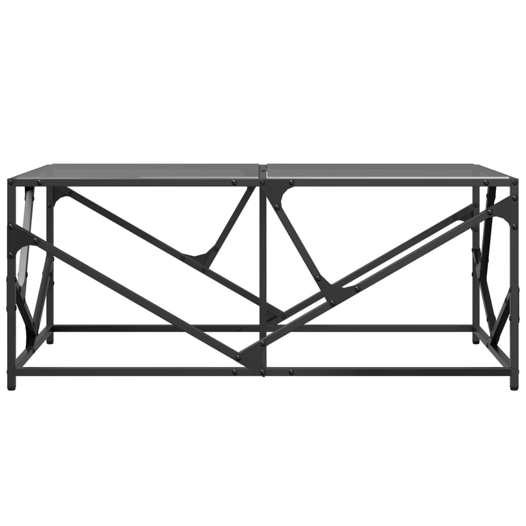 vidaXL Coffee Table with Black Glass Top 98.5x50x41 cm Steel