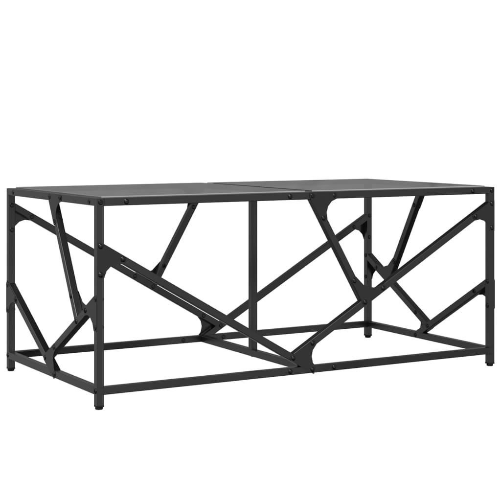 vidaXL Coffee Table with Black Glass Top 98.5x50x41 cm Steel