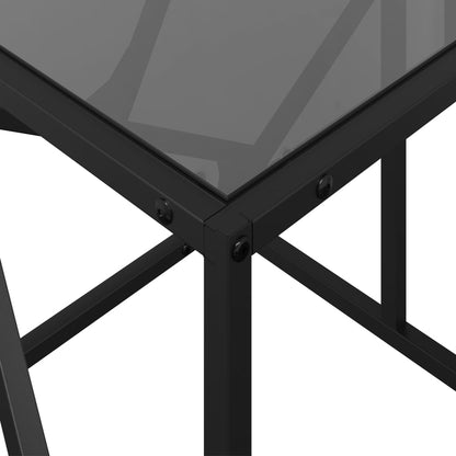 vidaXL Coffee Table with Black Glass Top 98.5x50x41 cm Steel