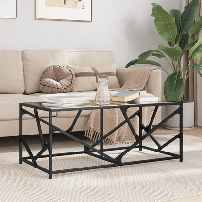 vidaXL Coffee Table with Black Glass Top 98.5x50x41 cm Steel