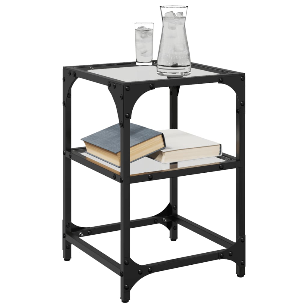 vidaXL Coffee Tables with Transparent Glass Top 2 pcs 30x30x45 cm Steel