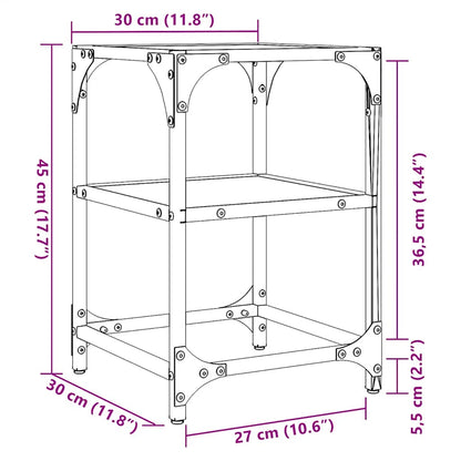 vidaXL Coffee Tables with Transparent Glass Top 2 pcs 30x30x45cm Steel