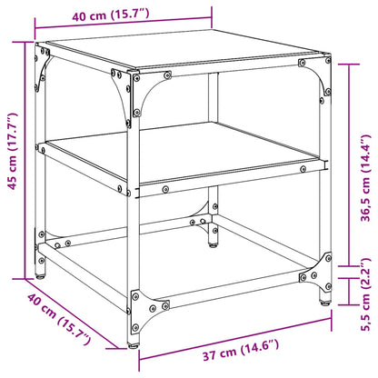 vidaXL Coffee Table with Transparent Glass Top 40x40x45 cm Steel