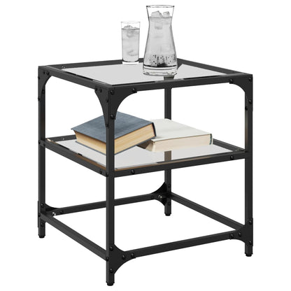 vidaXL Coffee Tables with Transparent Glass Top 2 pcs 40x40x45cm Steel