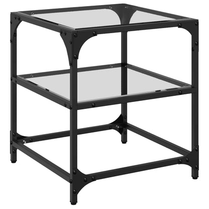 vidaXL Coffee Tables with Transparent Glass Top 2 pcs 40x40x45cm Steel