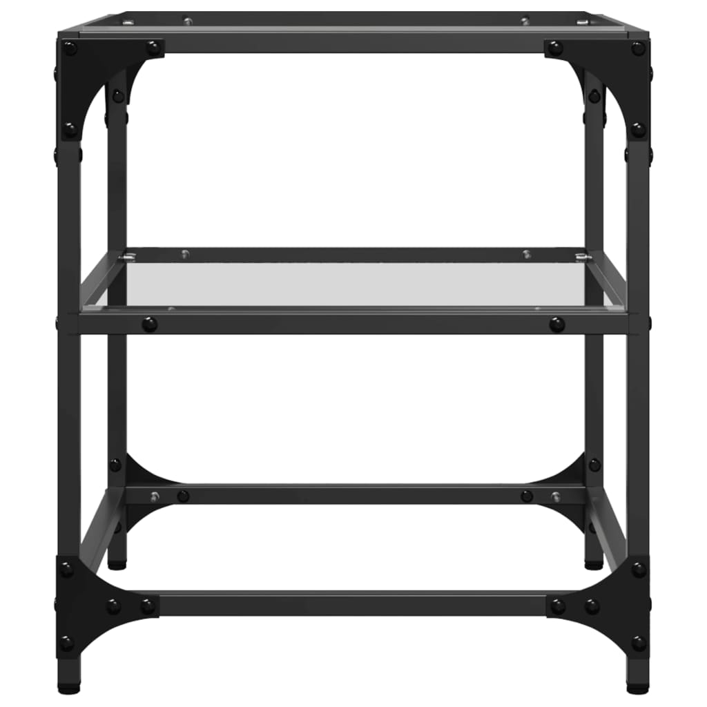 vidaXL Coffee Tables with Transparent Glass Top 2 pcs 40x40x45 cm Steel