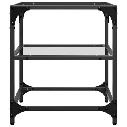 vidaXL Coffee Tables with Transparent Glass Top 2 pcs 40x40x45 cm Steel