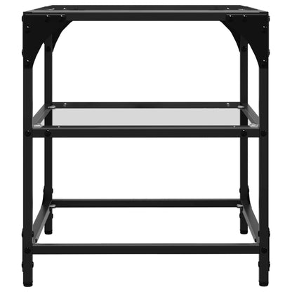 vidaXL Coffee Tables with Transparent Glass Top 2 pcs 40x40x45 cm Steel
