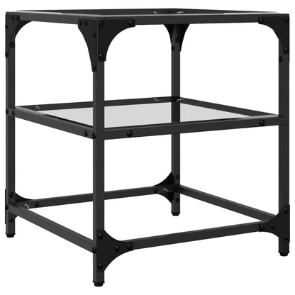 vidaXL Coffee Tables with Transparent Glass Top 2 pcs 40x40x45cm Steel
