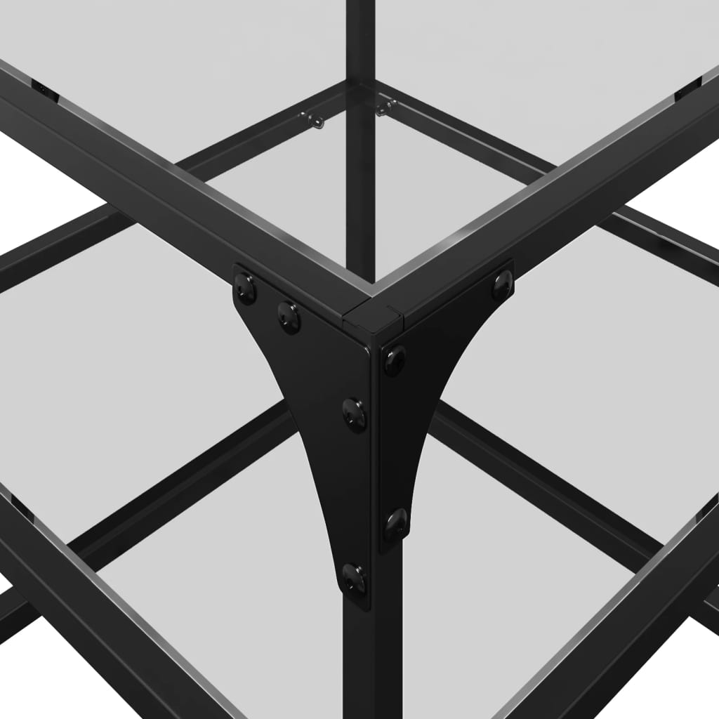 vidaXL Coffee Tables with Transparent Glass Top 2 pcs 40x40x45cm Steel
