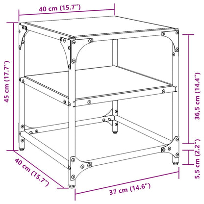 vidaXL Coffee Tables with Transparent Glass Top 2 pcs 40x40x45cm Steel