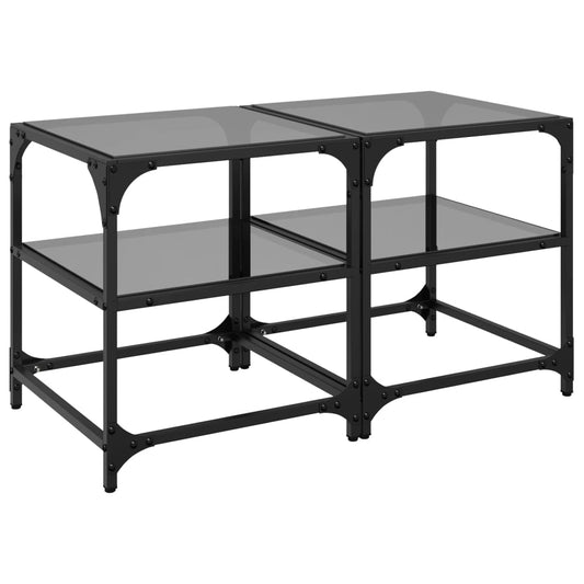 vidaXL Coffee Table | Clear glass with black steel frame