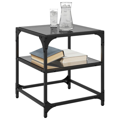 vidaXL Coffee Table | Clear glass with black steel frame