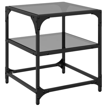vidaXL Coffee Table | Clear glass with black steel frame
