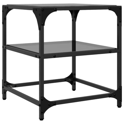 vidaXL Coffee Table | Clear glass with black steel frame