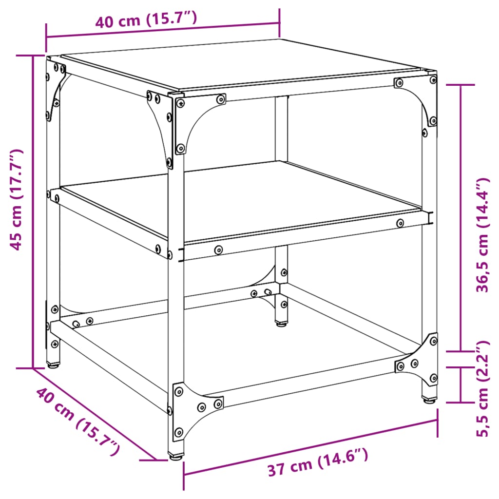 vidaXL Coffee Table | Clear glass with black steel frame