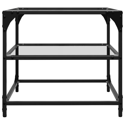 vidaXL Coffee Tables with Transparent Glass Top 2 pcs 50x50x45 cm Steel