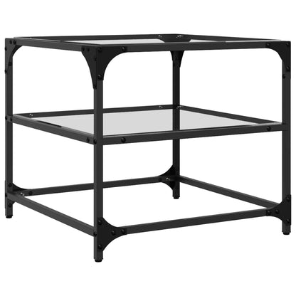 vidaXL Coffee Tables with Transparent Glass Top 2 pcs 50x50x45 cm Steel