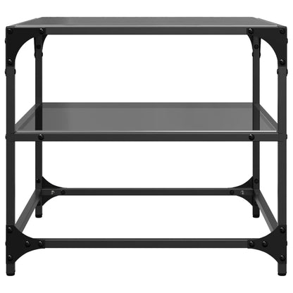 vidaXL Coffee Tables with Black Glass Top 2 pcs 50x50x45 cm Steel
