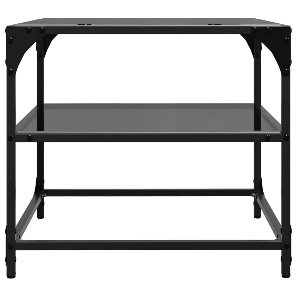 vidaXL Coffee Tables with Black Glass Top 2 pcs 50x50x45 cm Steel