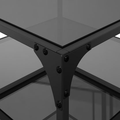 vidaXL Coffee Tables with Black Glass Top 2 pcs 50x50x45 cm Steel