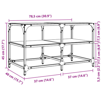 vidaXL Coffee Table with Transparent Glass Top 78.5x40x45 cm Steel