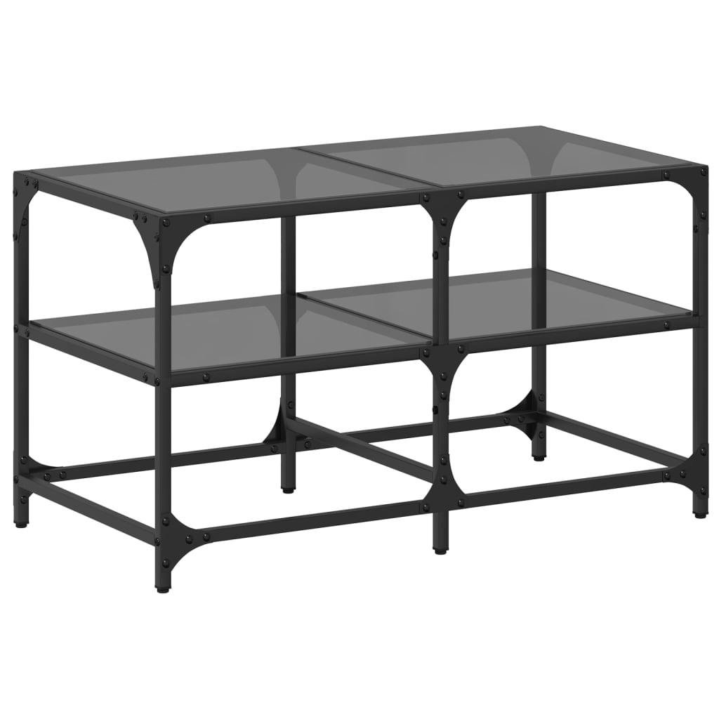 vidaXL Coffee Table with Black Glass Top 78.5x40x45 cm Steel