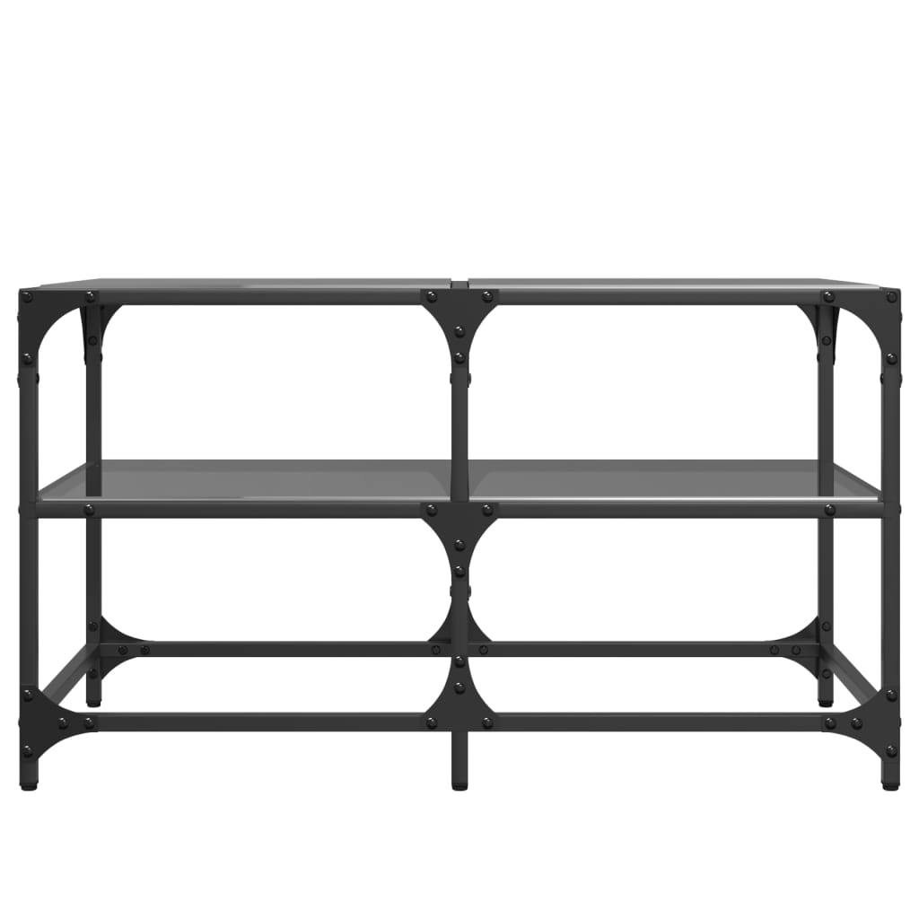 vidaXL Coffee Table with Black Glass Top 78.5x40x45 cm Steel