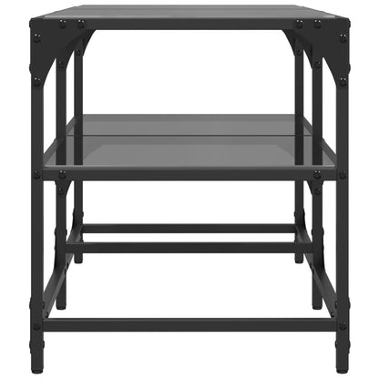 vidaXL Coffee Table with Black Glass Top 78,5x40x45 cm Steel
