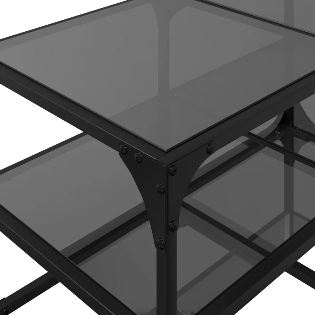 vidaXL Coffee Table with Black Glass Top 78.5x40x45 cm Steel