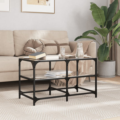 vidaXL Coffee Table with Black Glass Top 78.5x40x45 cm Steel