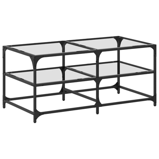 vidaXL Coffee Table with Transparent Glass Top 98.5x50x45 cm Steel
