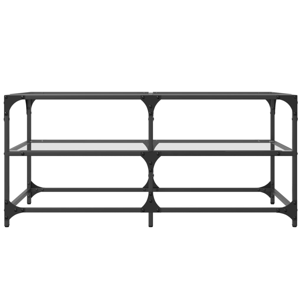 vidaXL Coffee Table with Transparent Glass Top 98.5x50x45 cm Steel