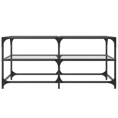 vidaXL Coffee Table with Transparent Glass Top 98.5x50x45 cm Steel