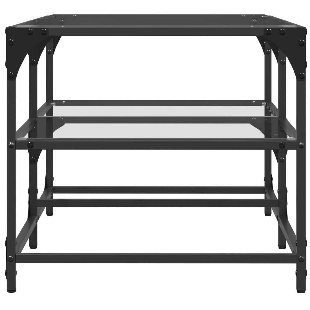 vidaXL Coffee Table with Transparent Glass Top 98.5x50x45 cm Steel