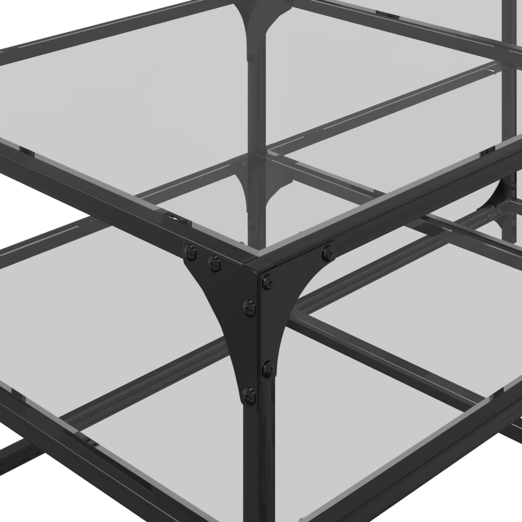 vidaXL Coffee Table with Transparent Glass Top 98.5x50x45 cm Steel