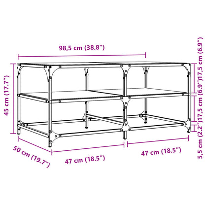 vidaXL Coffee Table with Transparent Glass Top 98.5x50x45 cm Steel