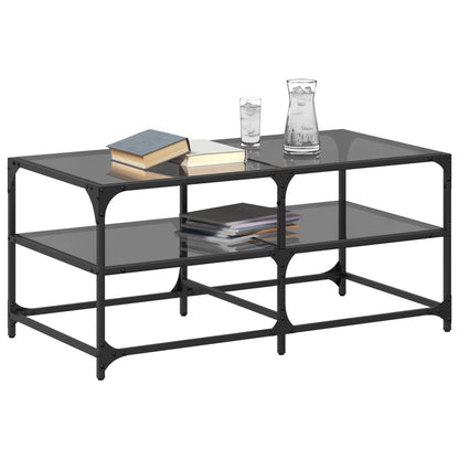 vidaXL Coffee Table with Black Glass Top 98,5x50x45 cm Steel