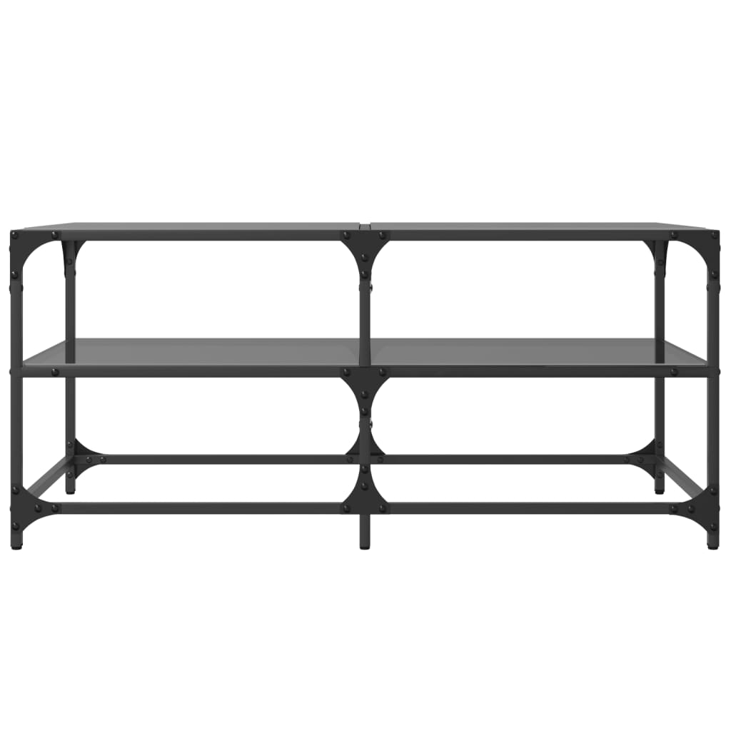 vidaXL Coffee Table with Black Glass Top 98.5x50x45 cm Steel