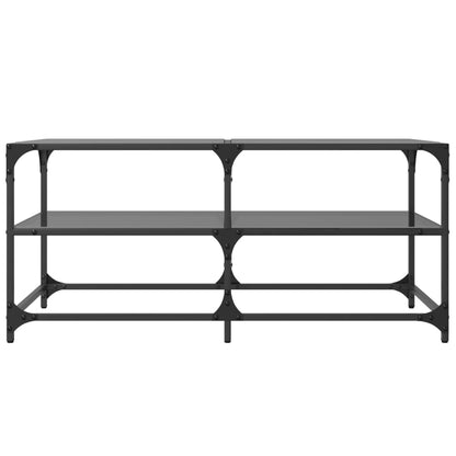vidaXL Coffee Table with Black Glass Top 98.5x50x45 cm Steel