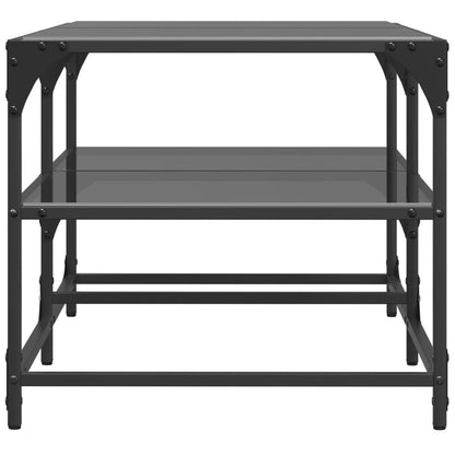 vidaXL Coffee Table with Black Glass Top 98,5x50x45 cm Steel