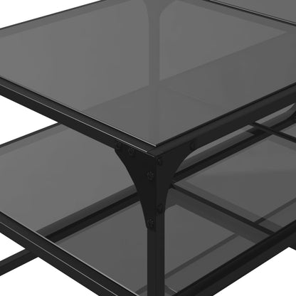 vidaXL Coffee Table with Black Glass Top 98,5x50x45 cm Steel
