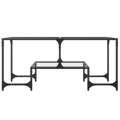 vidaXL Coffee Table with Transparent Glass Top 98.5x50x45 cm Steel