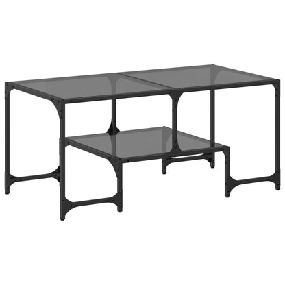 vidaXL Coffee Table with Black Glass Top 98,5x50x45 cm Steel